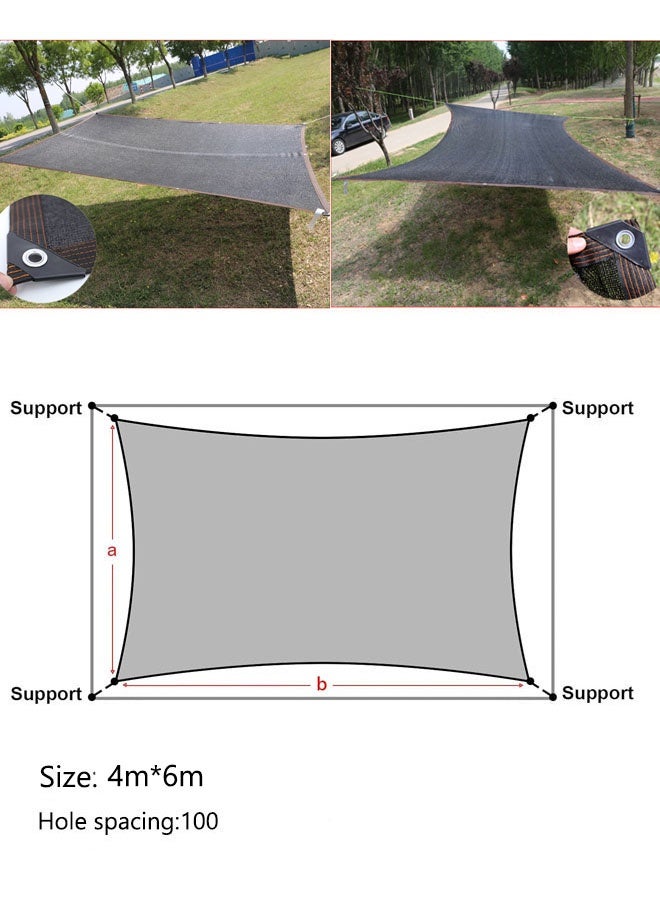 لاسولا شراع شمسي، مظلة مستطيلة، شراع شمسي، شبكة غطاء قماش تظليل 4 × 6 متر مع حلقات حماية من الشمس للحديقة، غطاء شبكي للتظليل من القماش لنباتات الحدائق الدفيئة، شبكة قماشية للحماية من الشمس (أسود) - Image 2